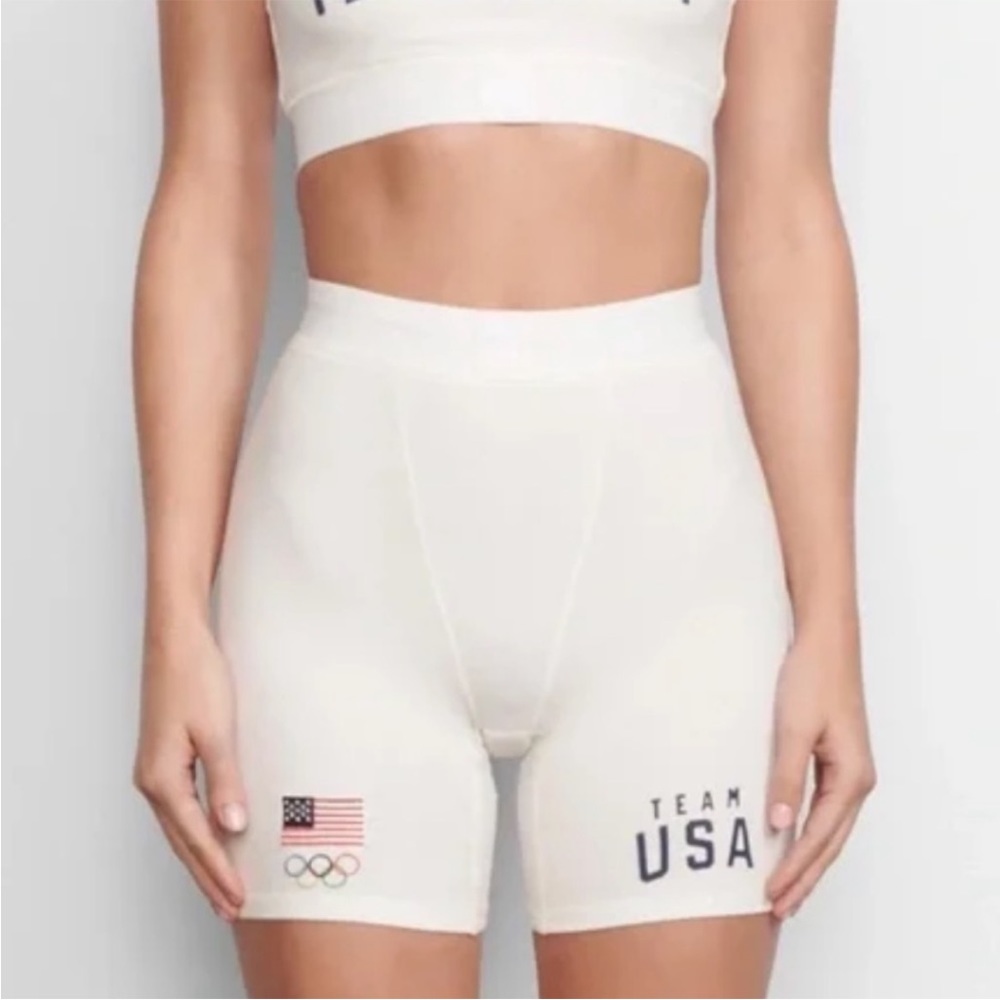 SKIMS White Team USA Olympic High-Waist Boxer Shorts